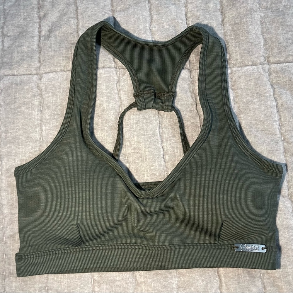 Bombshell Sportswear Power Rib Sports Bra in Forest Green